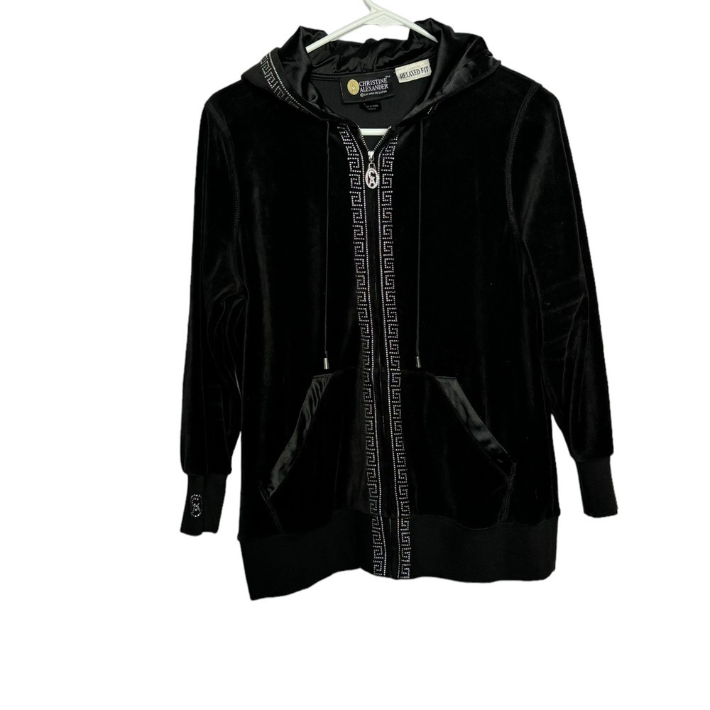 CHRISTINE ALEXANDER BLACK CRYSTALS full zip hoodie size small